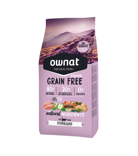Ownat Prime PIENSO sin cereales para GATOS esterilizados (Pollo y Pavo) 3 kgs
